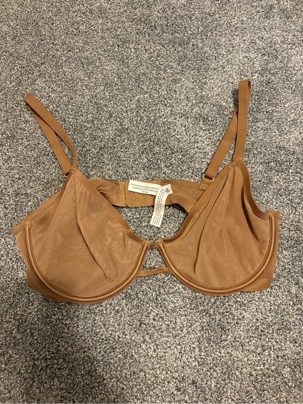 Auden Sheer Underwire Bra in Brown 34D